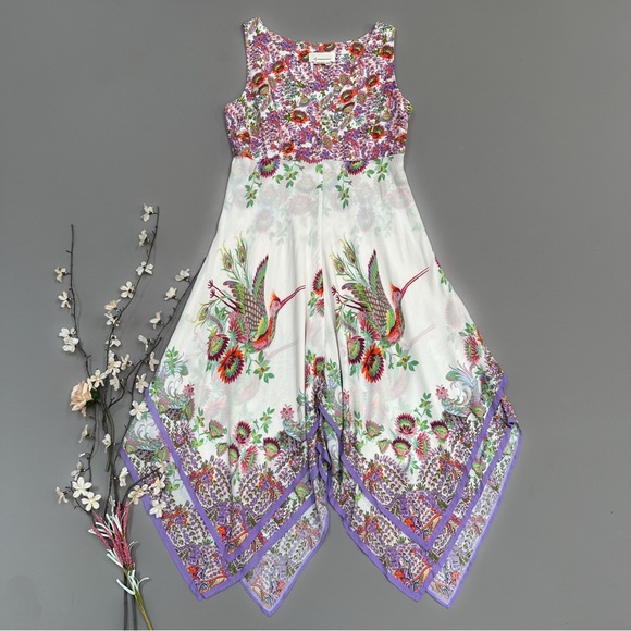 RARE! Anthropologie Analise midi length fairy hem birds of paradise dress, 8. - Picture 4 of 9